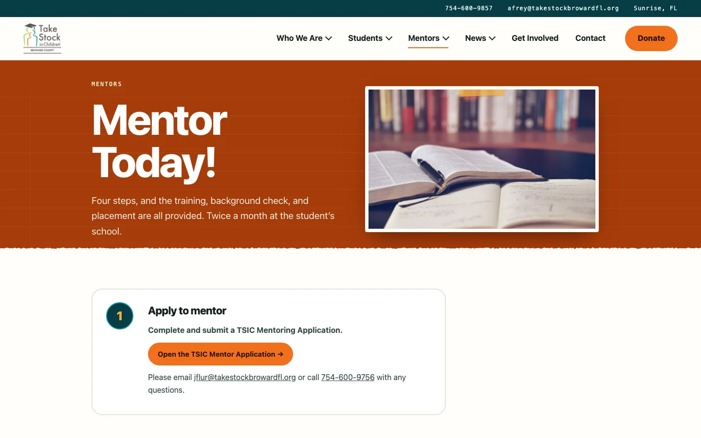 Mentor Today page, desktop